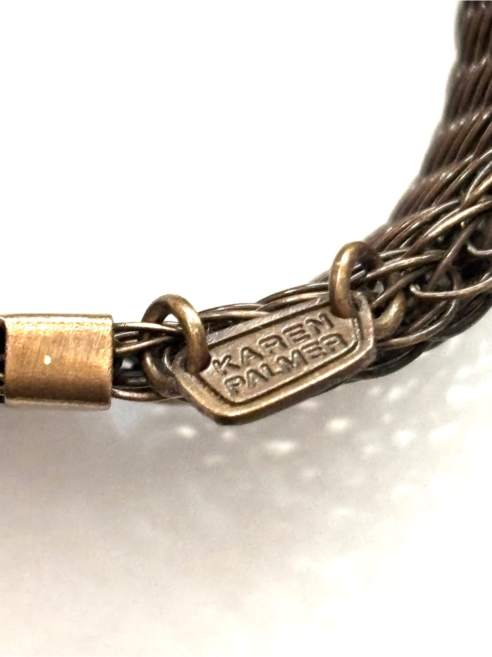 Karen Palmer Signed Vintage Bronze Tone Chainmaille Mesh Necklace Bracelet Set - Picture 5 of 9